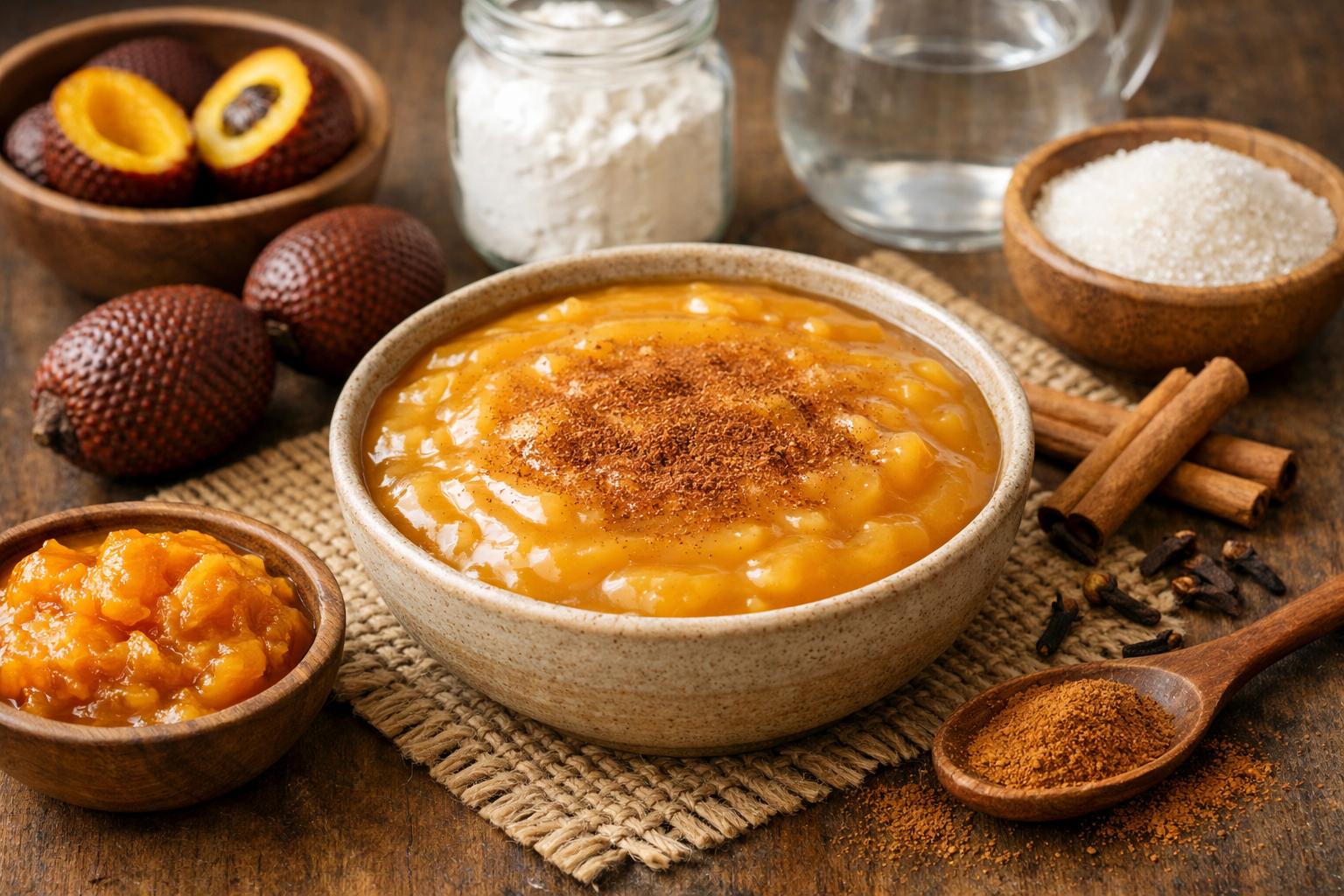 Postre elaborado con pulpa de aguaje